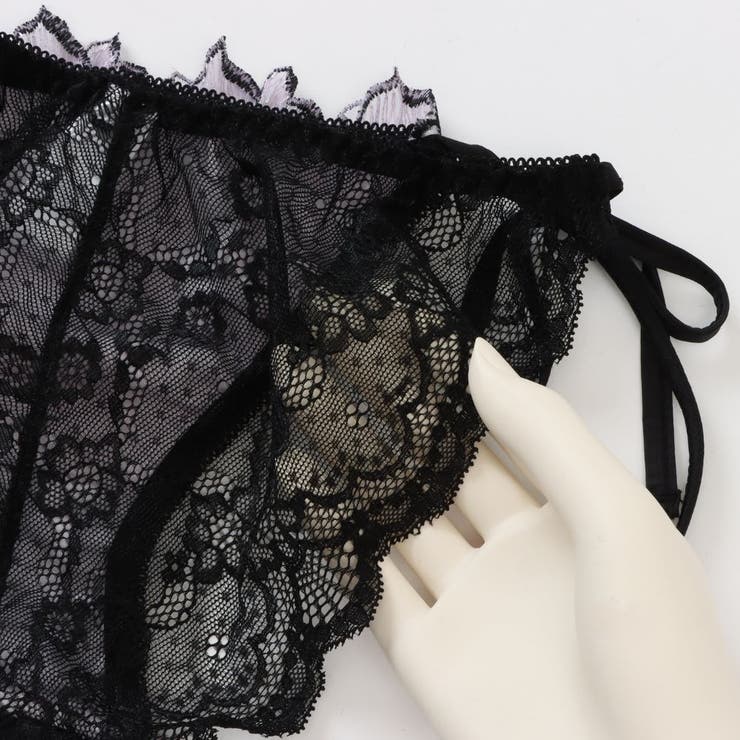 【脇高】ノワールローズ 脇高ブラ＆バックレースひもショーツ  A B C D | palissee | 詳細画像8 