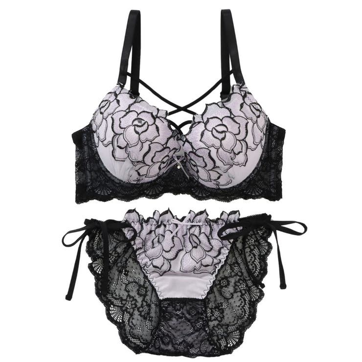 【脇高】ノワールローズ 脇高ブラ＆バックレースひもショーツ  A B C D | palissee | 詳細画像10 