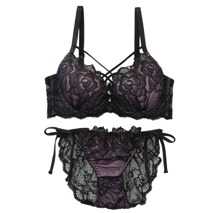 【脇高】ノワールローズ 脇高ブラ＆バックレースひもショーツ  A B C D | palissee | 詳細画像11 