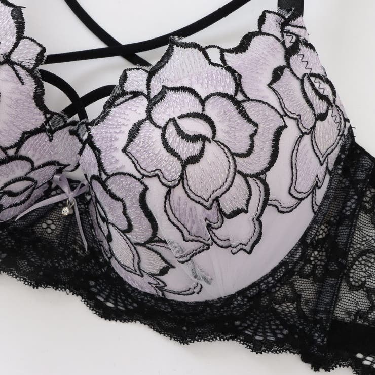 【脇高】ノワールローズ 脇高ブラ＆バックレースひもショーツ  A B C D | palissee | 詳細画像4 