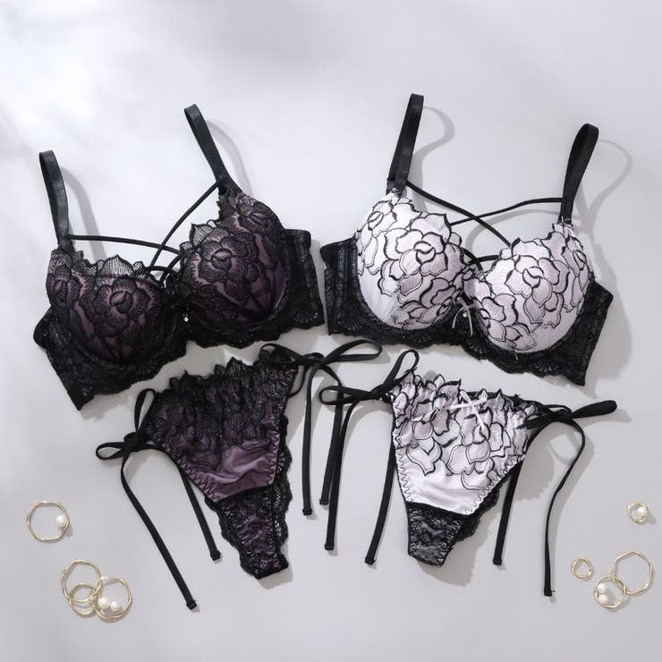 【脇高】ノワールローズ 脇高ブラ＆Tバックひもショーツ  A B C D | palissee | 詳細画像12 