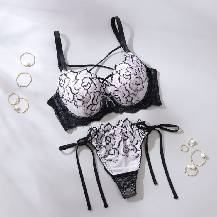 パープル | 【脇高】ノワールローズ 脇高ブラ＆Tバックひもショーツ  A B C D | palissee