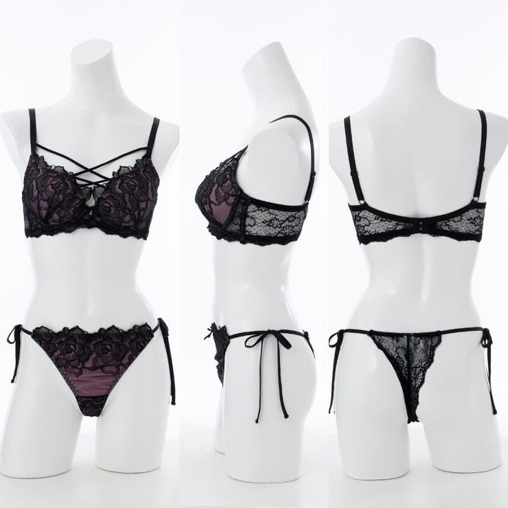 【脇高】ノワールローズ 脇高ブラ＆Tバックひもショーツ  A B C D | palissee | 詳細画像3 