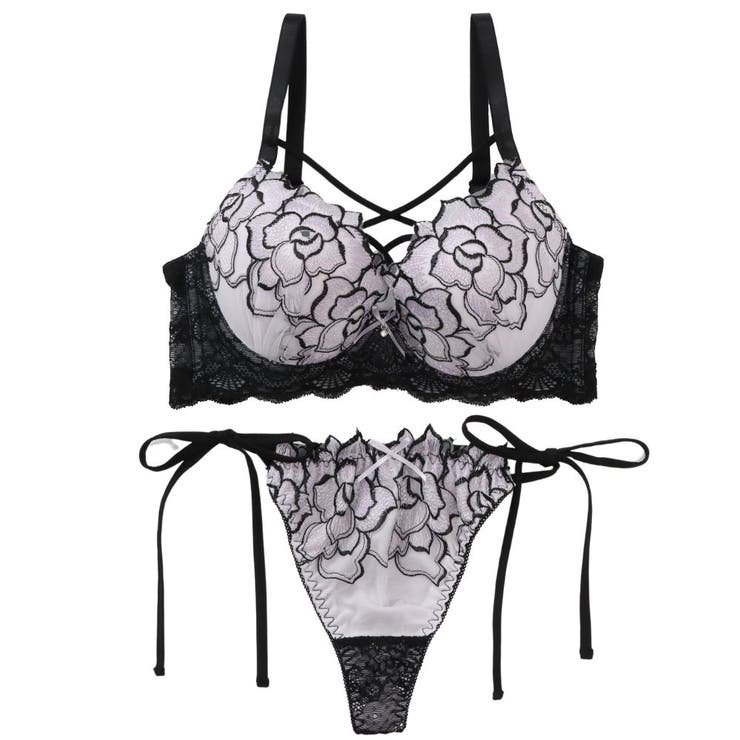 【脇高】ノワールローズ 脇高ブラ＆Tバックひもショーツ  E F | palissee | 詳細画像12 