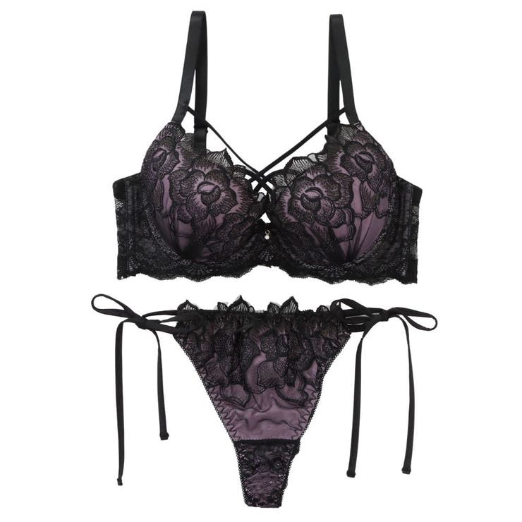 【脇高】ノワールローズ 脇高ブラ＆Tバックひもショーツ  E F | palissee | 詳細画像13 