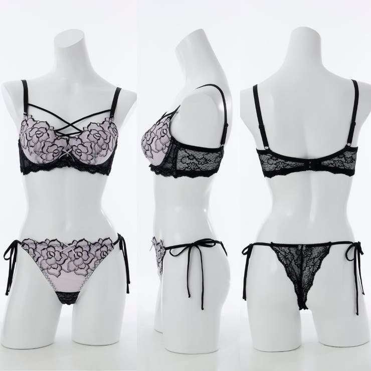 【脇高】ノワールローズ 脇高ブラ＆Tバックひもショーツ  E F | palissee | 詳細画像4 