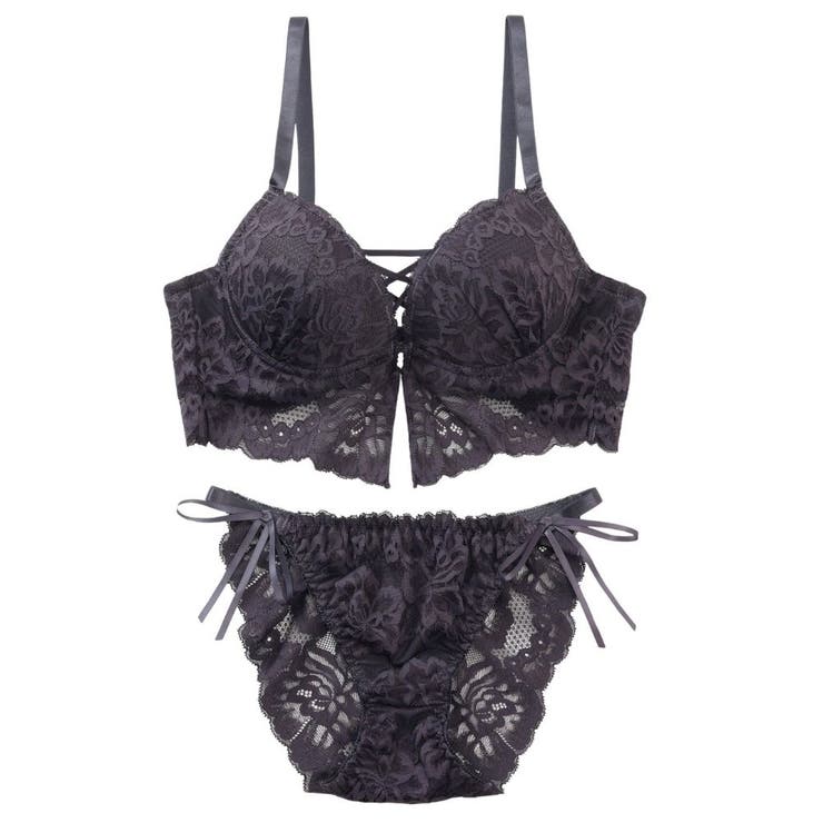 ビスチェ風モノトーンレースアップ 脇高ブラ＆バックレースショーツ A | palissee | 詳細画像14 