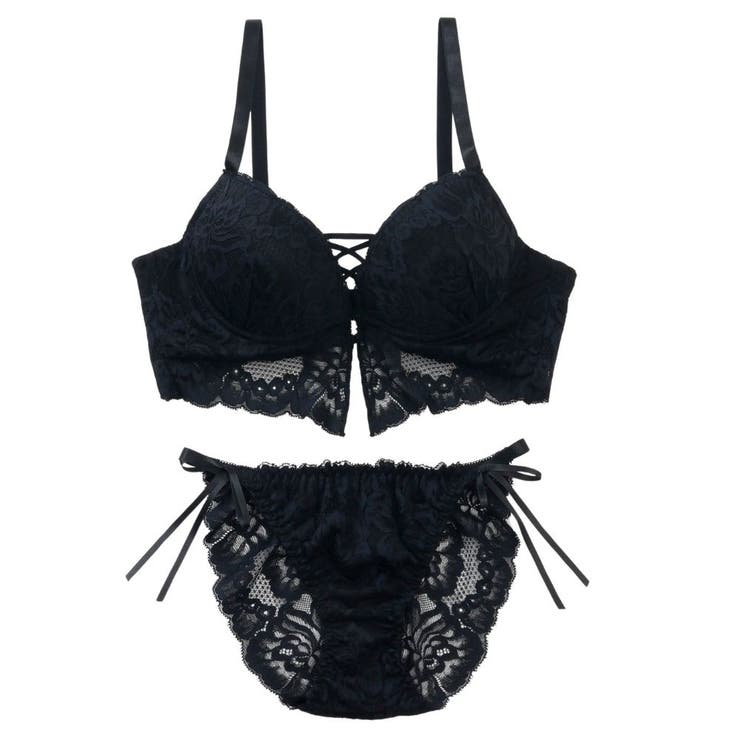 ビスチェ風モノトーンレースアップ 脇高ブラ＆バックレースショーツ A | palissee | 詳細画像15 