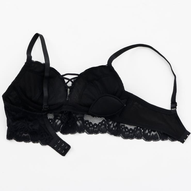 ビスチェ風モノトーンレースアップ 脇高ブラ＆Tバックショーツ A | palissee | 詳細画像11 