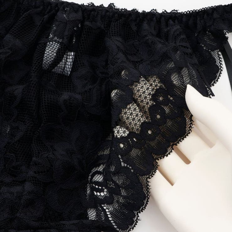 ビスチェ風モノトーンレースアップ 脇高ブラ＆Tバックショーツ A | palissee | 詳細画像12 