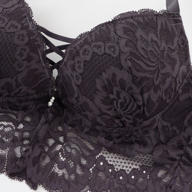 ビスチェ風モノトーンレースアップ 脇高ブラ＆バックレースショーツ E | palissee | 詳細画像8 