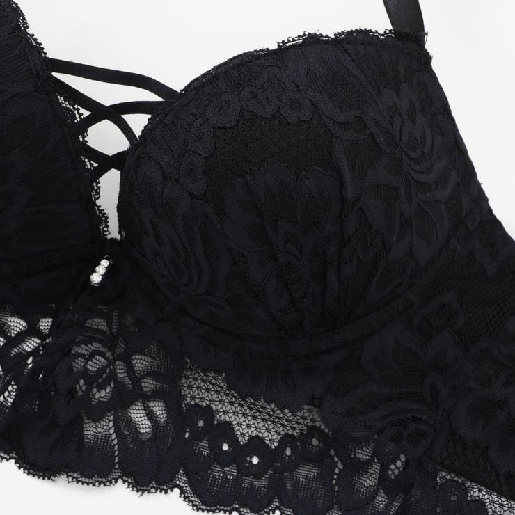 ビスチェ風モノトーンレースアップ 脇高ブラ＆バックレースショーツ E | palissee | 詳細画像9 