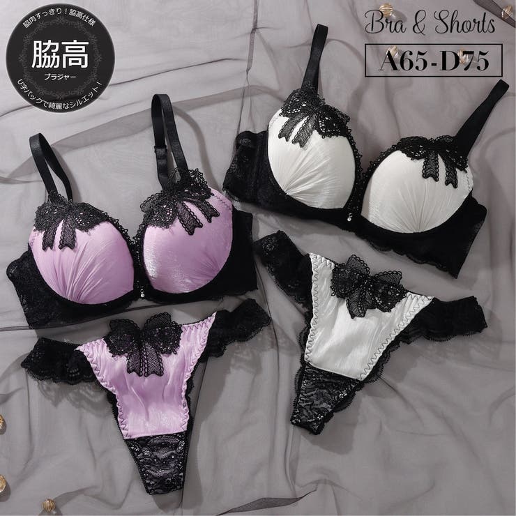 【脇高】 ノーブルリボン 脇高ブラ＆Tバックショーツ  A B C D | palissee | 詳細画像1 