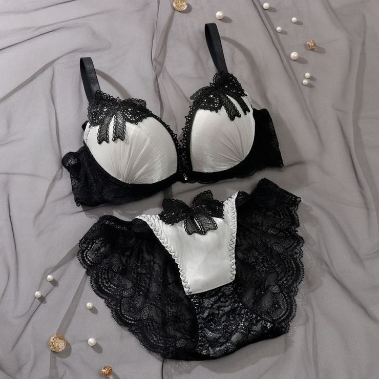 オフホワイト | 【脇高】 ノーブルリボン 脇高ブラ＆バックレースショーツ  E F | palissee