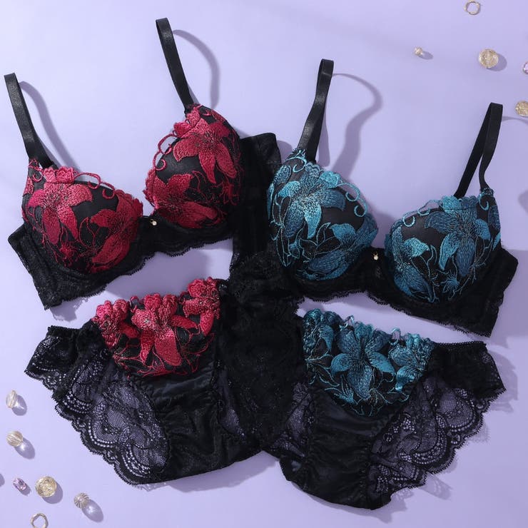 【脇高】ノワールリリー 脇高ブラ＆バックレースショーツ  A-Fカップ | palissee | 詳細画像4 