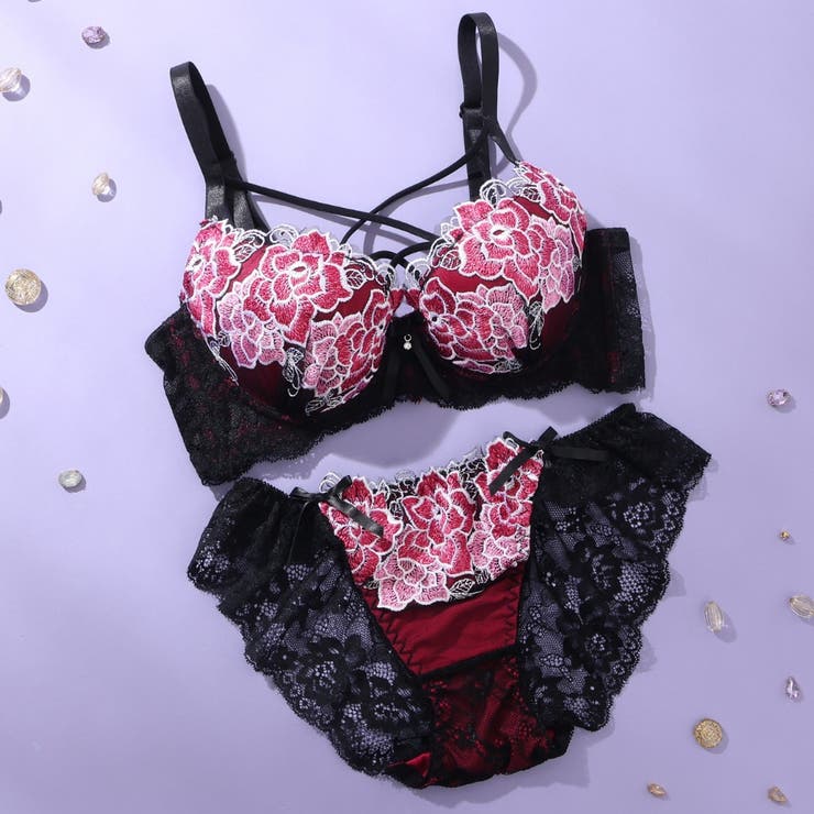 ピンク | 【脇高】リリスフローラ 脇高ブラ＆バックレースショーツ  A-Fカップ | palissee