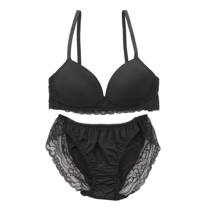 ブラック | 【ノンワイヤー】無地ツーウェイノンワイヤーブラ＆ショーツ  | palissee