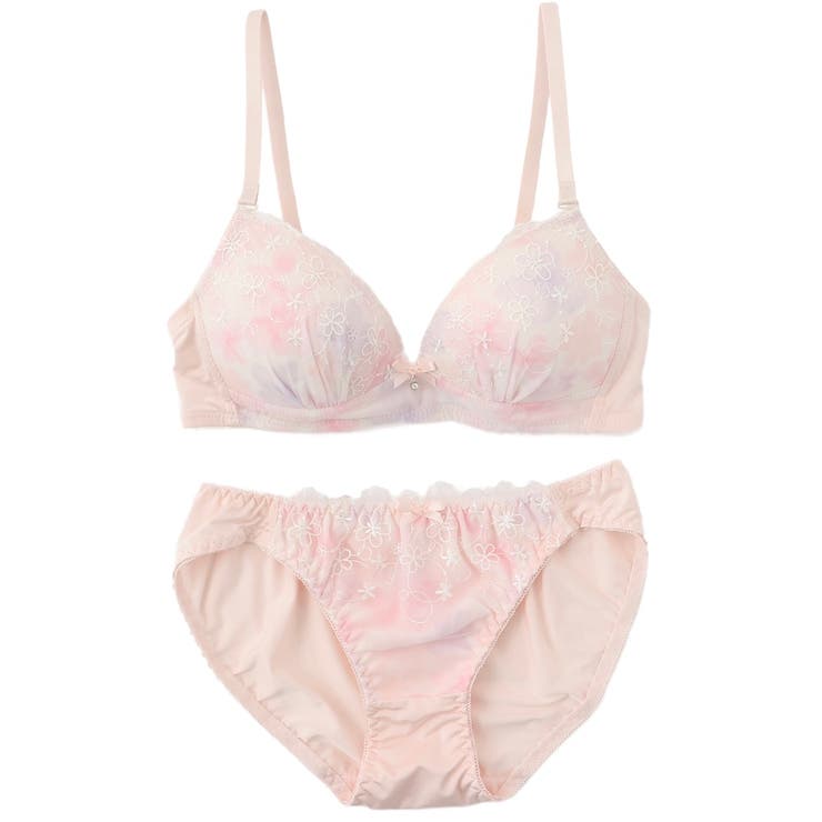 ピンク | 【ノンワイヤー】パステルフラワープリント ノンワイヤーブラ＆ショーツ  | palissee