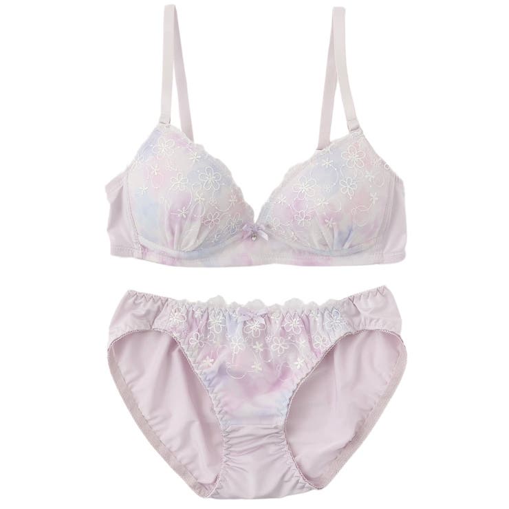 パープル | 【ノンワイヤー】パステルフラワープリント ノンワイヤーブラ＆ショーツ  | palissee