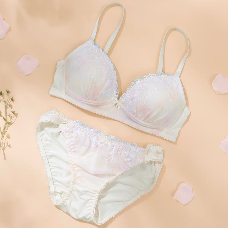 アイボリー | 【ノンワイヤー】フラワープリント ノンワイヤーブラ＆ショーツ  | palissee
