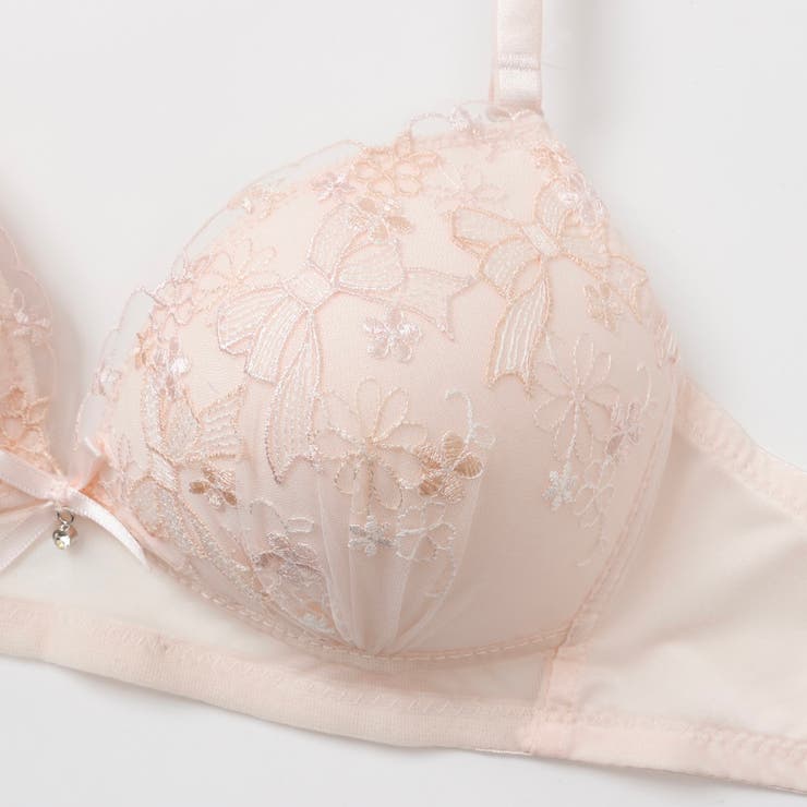 【ノンワイヤー】ガーリーリボンレースノンワイヤーブラ＆ショーツ  | palissee | 詳細画像4 