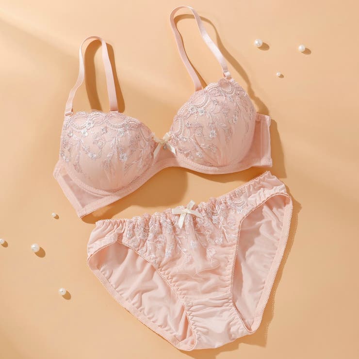 ピンク | シアーフラワー ３/４モールドカップブラ＆ショーツ | palissee