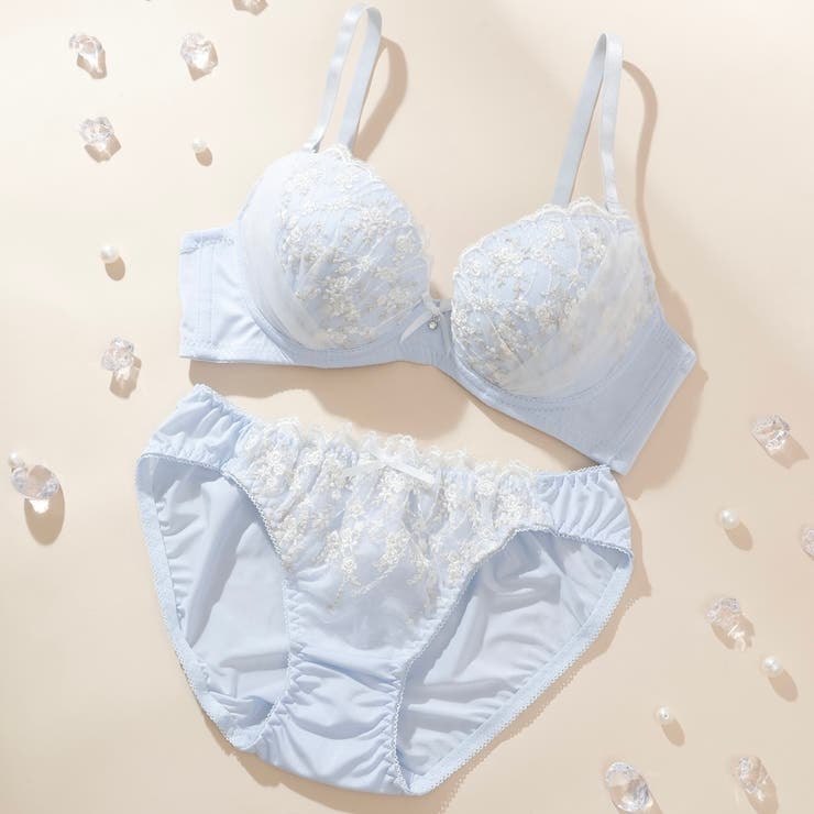 サックス | ピュアフラワー３/４モールドカップブラ＆ショーツ | palissee