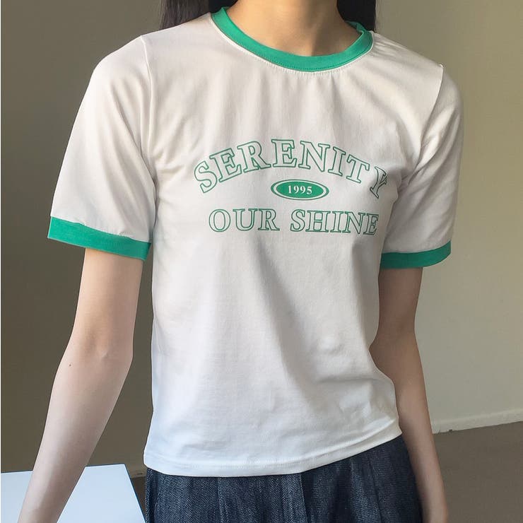 カラーロゴTシャツ プリント ベーシック カジュアル Y2K 韓国