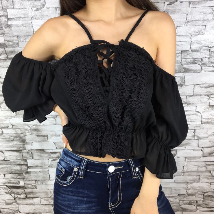 neith. ブラックレース フリルトップス neith. ブラックレース フリルトップス Lace Ladies（レース