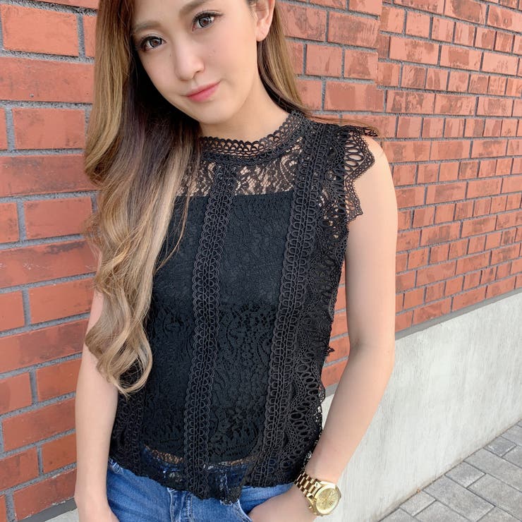 ヴァレンティノトップス★レーストップス★美品 VALENTINO(ヴァレンティノ) ロゴ レース Tシャツ トップス