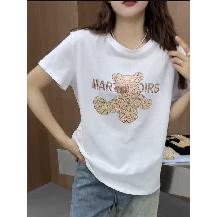 ビジューTシャツ レディース トップス[品番：VNTW0002176