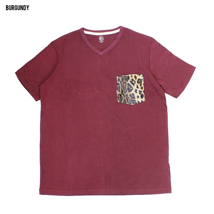 BROWNBAGLIQUORブラウンバッグリカーBBLVネックメンズ半袖Tシャツレオパードアニマルポケット