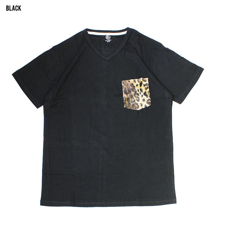 BROWNBAGLIQUORブラウンバッグリカーBBLVネックメンズ半袖Tシャツレオパードアニマルポケット