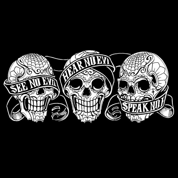 アイディーEYEDYメンズTシャツ半袖Tシャツ3MONKEYSKULLMLXLXXLXXXLLL2L3L大きいサイズ白ホワイト黒ブラック