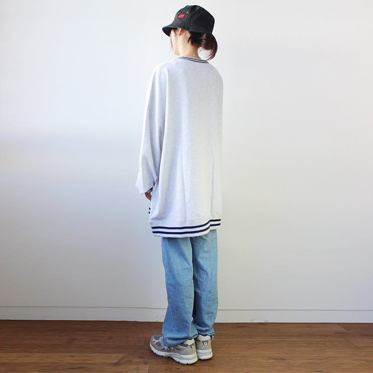 GoodWearグッドウェアスウェットクルーネック裏毛トレーナーWラインリブ