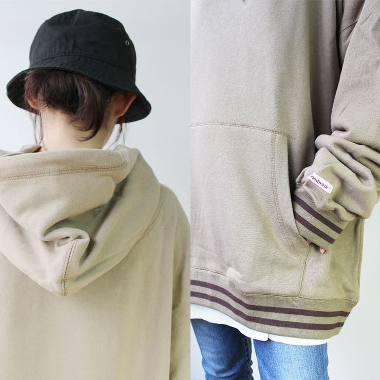 GoodWearグッドウェアパーカースウェット裏毛トレーナーWラインリブ
