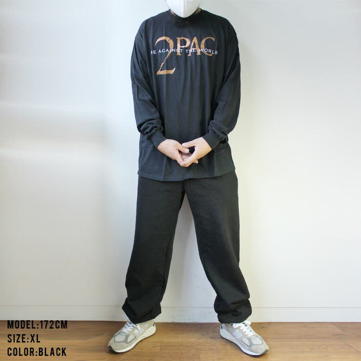 2PAC2パックTシャツアーティストTシャツロンTブラックMLXLストリートメンズミー・アゲインスト・ザ・ワールドHIPHOP