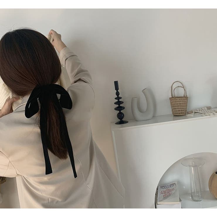 リボンシュシュ大きめ髪飾りシンプルおしゃれ大人成人式卒業式ヘアアクセサリーヘアクリップ髪留めヘアアクセしっかりヘアゴム和装袴振袖結婚式ヘッドドレス着物花ブライダル髪ゴムベルベットブラックベロア風シンプルロングリボン