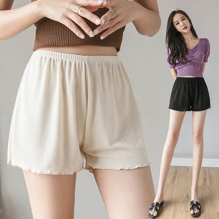 ペチコートペチパンツステレオカット透けないパンツぺちこーとぺちぱんつペチパンスカート涼しいインナーパンツ透け防止レディース可愛いルームウェアリボンショーツショートパンツリブ無地シンプルブラックホワイトブルーライトグレーグリーン