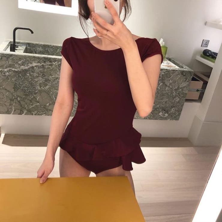 水着レディースブラックワインオープンバックフリモダンレトロワンピースボディスーツ人気かわいい可愛いママジム女性10代20代30代40代バンドゥデザインおしゃれミズギみずぎレディースビキニスイムウェアバストプチプラ水着リゾート