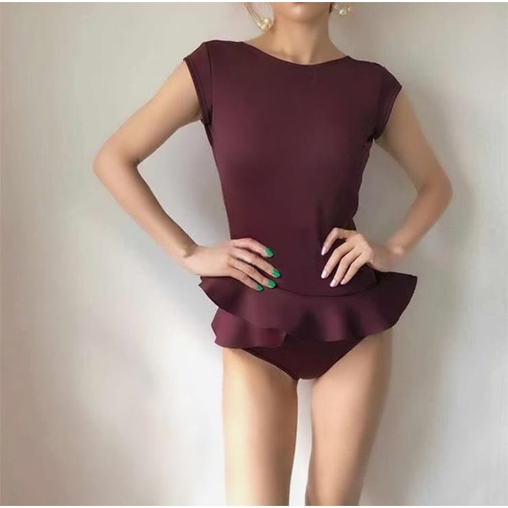水着レディースブラックワインオープンバックフリモダンレトロワンピースボディスーツ人気かわいい可愛いママジム女性10代20代30代40代デザインおしゃれミズギみずぎレディースビキニスイムウェアバストプチプラ水着リゾート