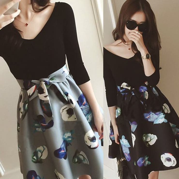 パーティードレス 黒トップ 花柄 品番 Psba パーティードレス通販 Precious Lady パーティードレスツウハン プレシャスレディ のレディースファッション通販 Shoplist ショップリスト