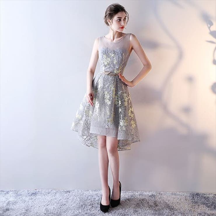 ミニ ワンピース ドレス ノースリーブ パーティードレス 花模様 ノースリーブ 花柄 フラワー エメラルドグリーン パーティー