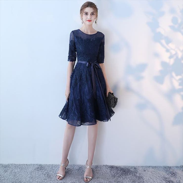 割引クーポン 週末値下げ キャスト 紺色 レース ドレス ドレス Alrc Asia