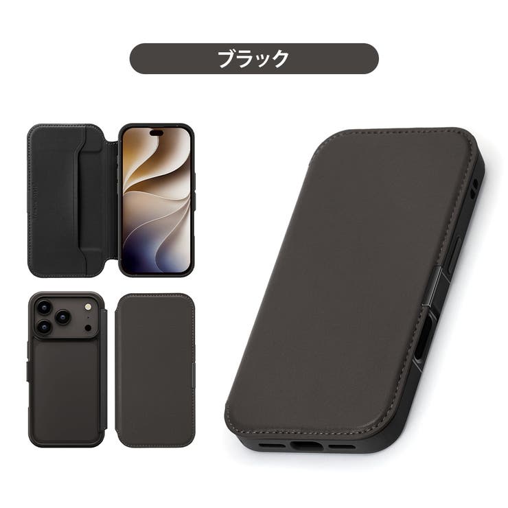 ブラック | iPhone18ProMax iPhone17ProMax用 ガラスフリップケー… | Premium Style
