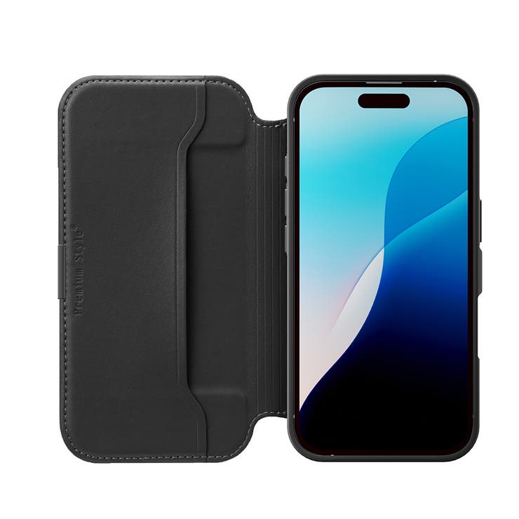 iPhone17Pro ガラスフリップケース ブラック | Premium Style | 詳細画像3 