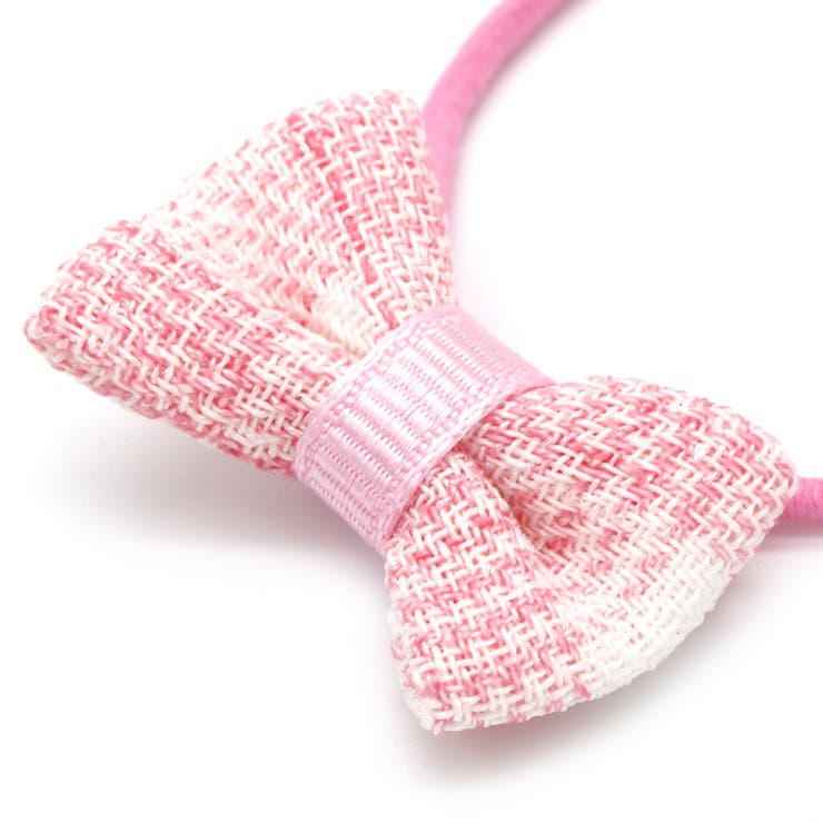 ピンク✕チェックのヘアゴム