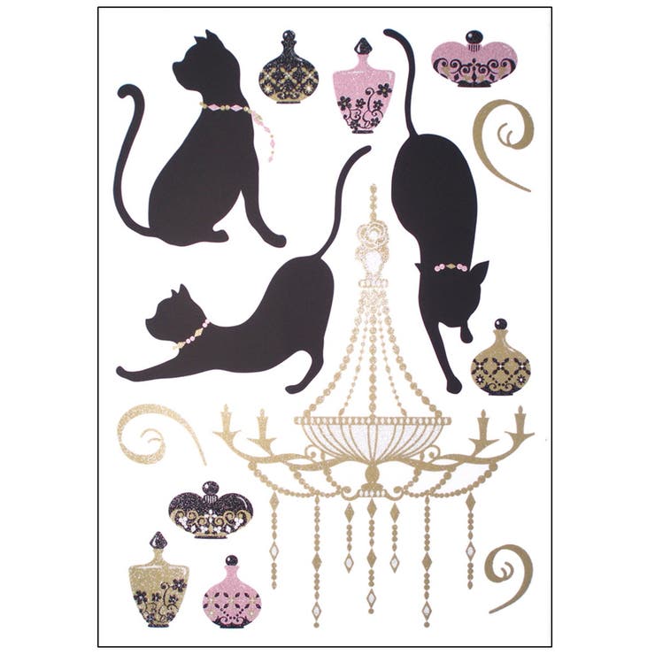 ウォールステッカー 貼ってはがせる キラキラシャンデリアとネコ | アクセサリーショップPIENA | 詳細画像1 