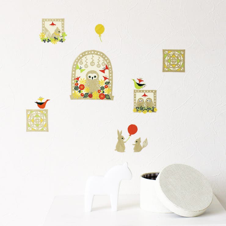 ウォールステッカー フクロウと楽しい仲間たち ハウスジーダ | アクセサリーショップPIENA | 詳細画像1 