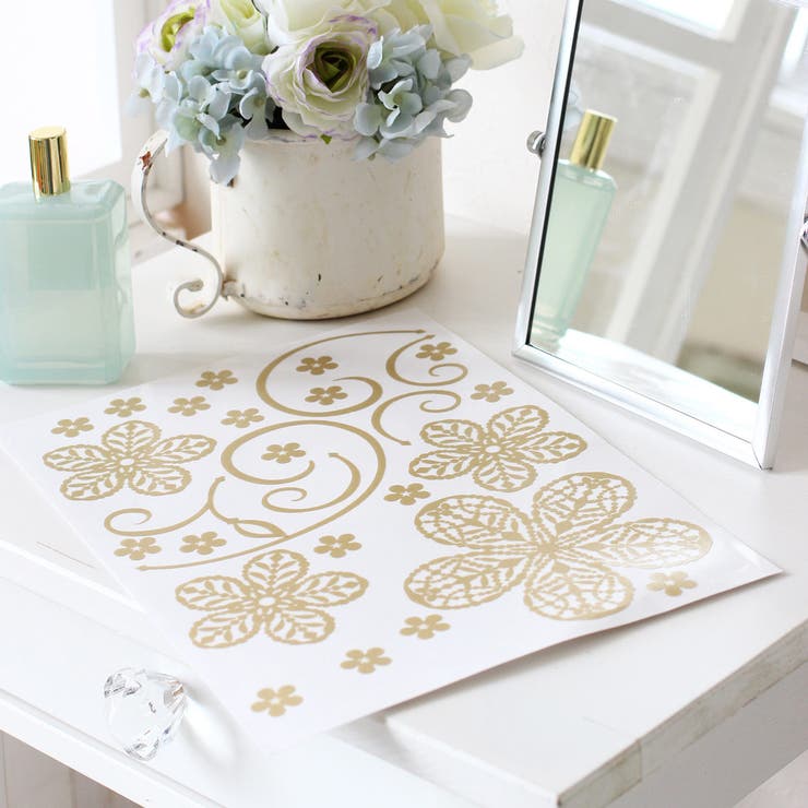 ウォールステッカー きらきらビーズのフラワー 金色グリッター | アクセサリーショップPIENA | 詳細画像7 